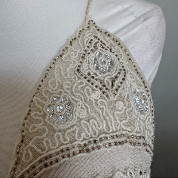 Free People Beaded Embroidered Bralette – Ivory Boho Festival Top - Picture 3 of 6